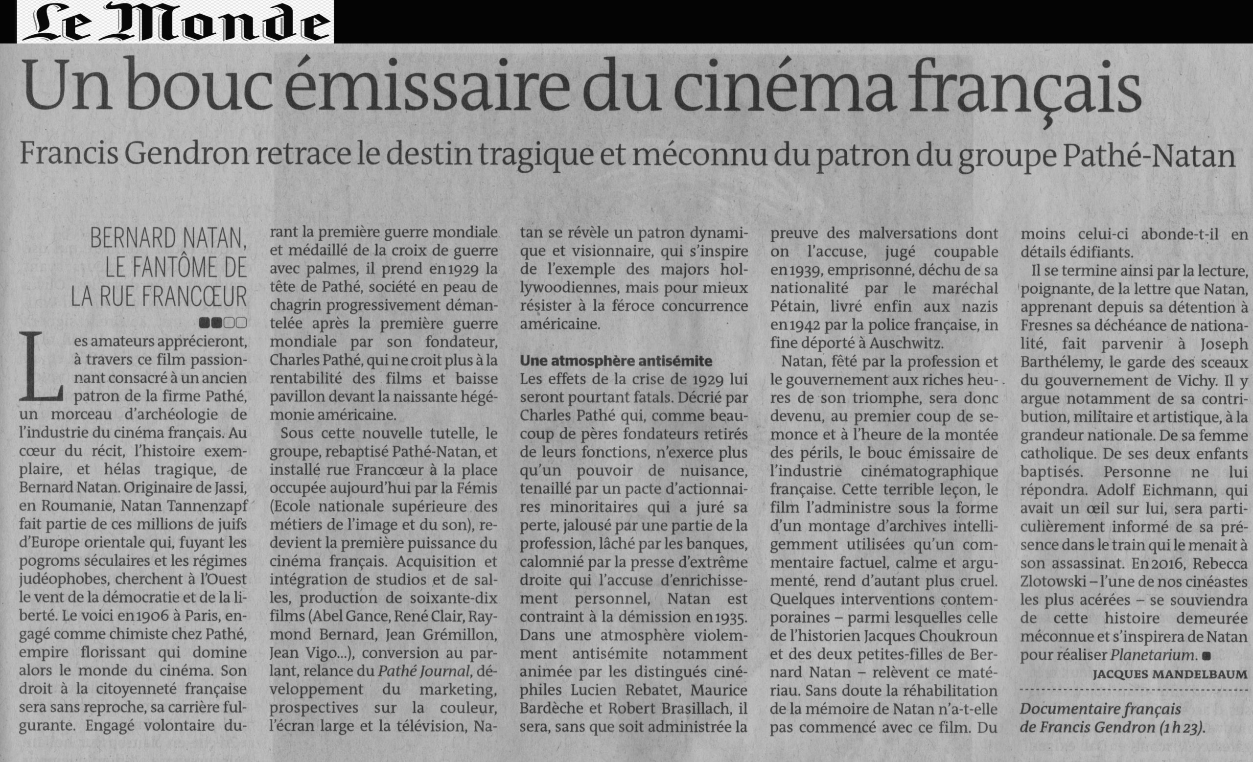 Article Natan Le monde